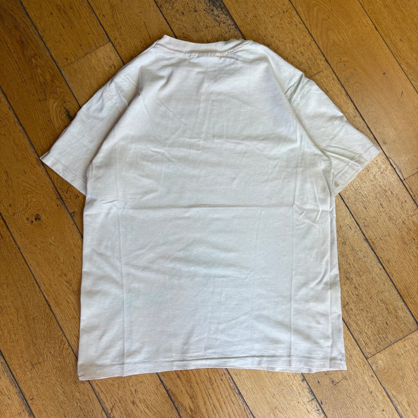 Vintage 90s Wine Single Stitch Cream White Graphic T-Shirt - S
