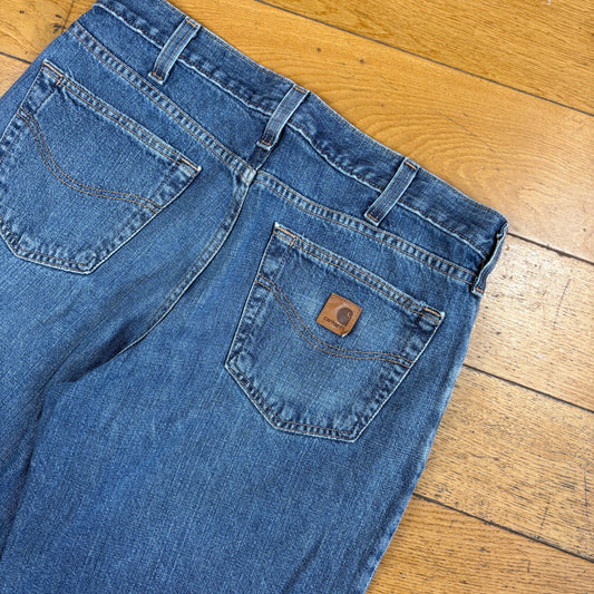 Vintage Carhartt Workwear Blue Baggy Carpenter Jorts Shorts - 34