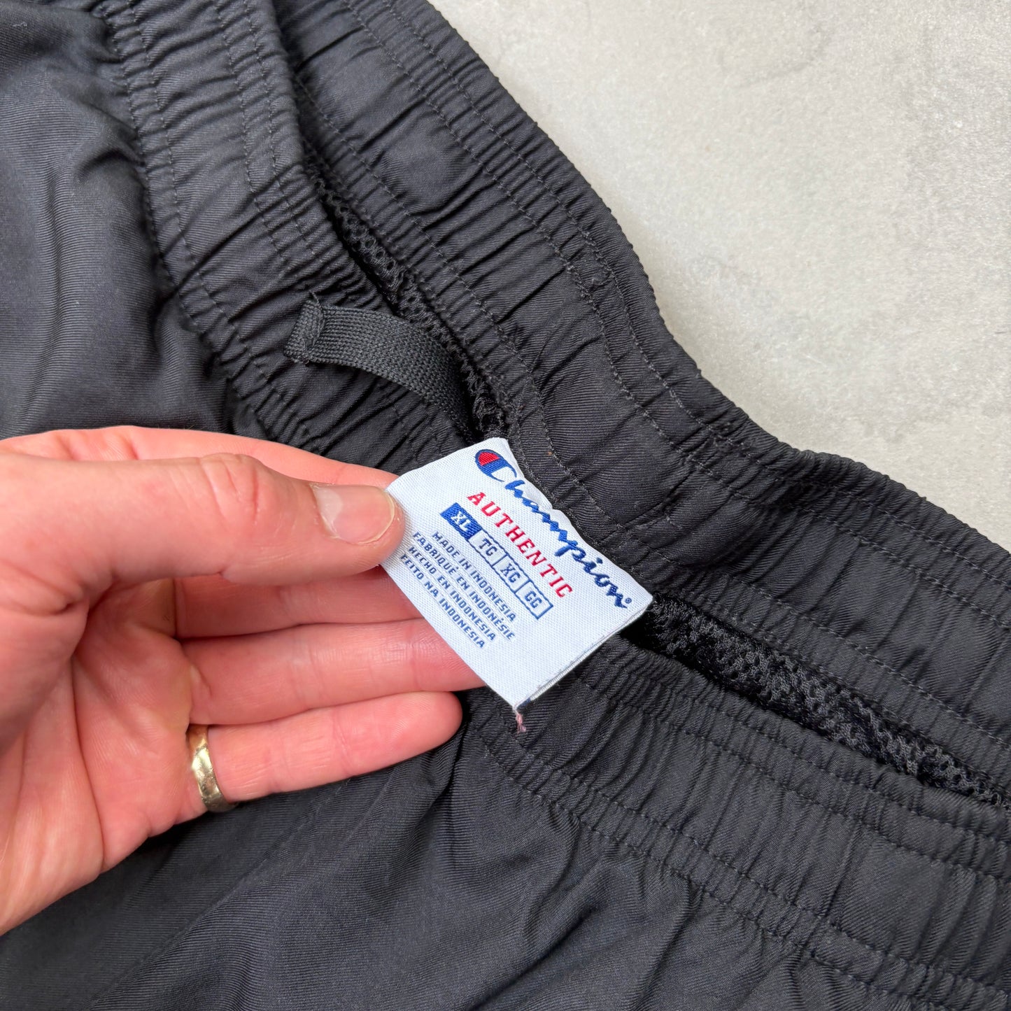 Vintage Champion Black Baggy Tracksuit Sweatpants Track Pants Bottoms - XL