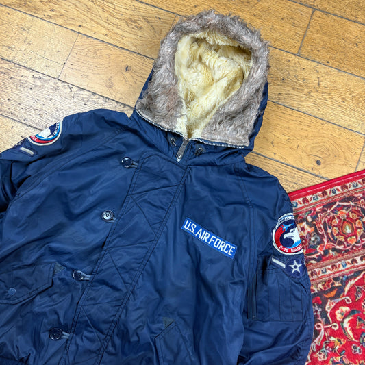 Vintage US Air Force Navy Fur MA-1 Bomber Jacket - L