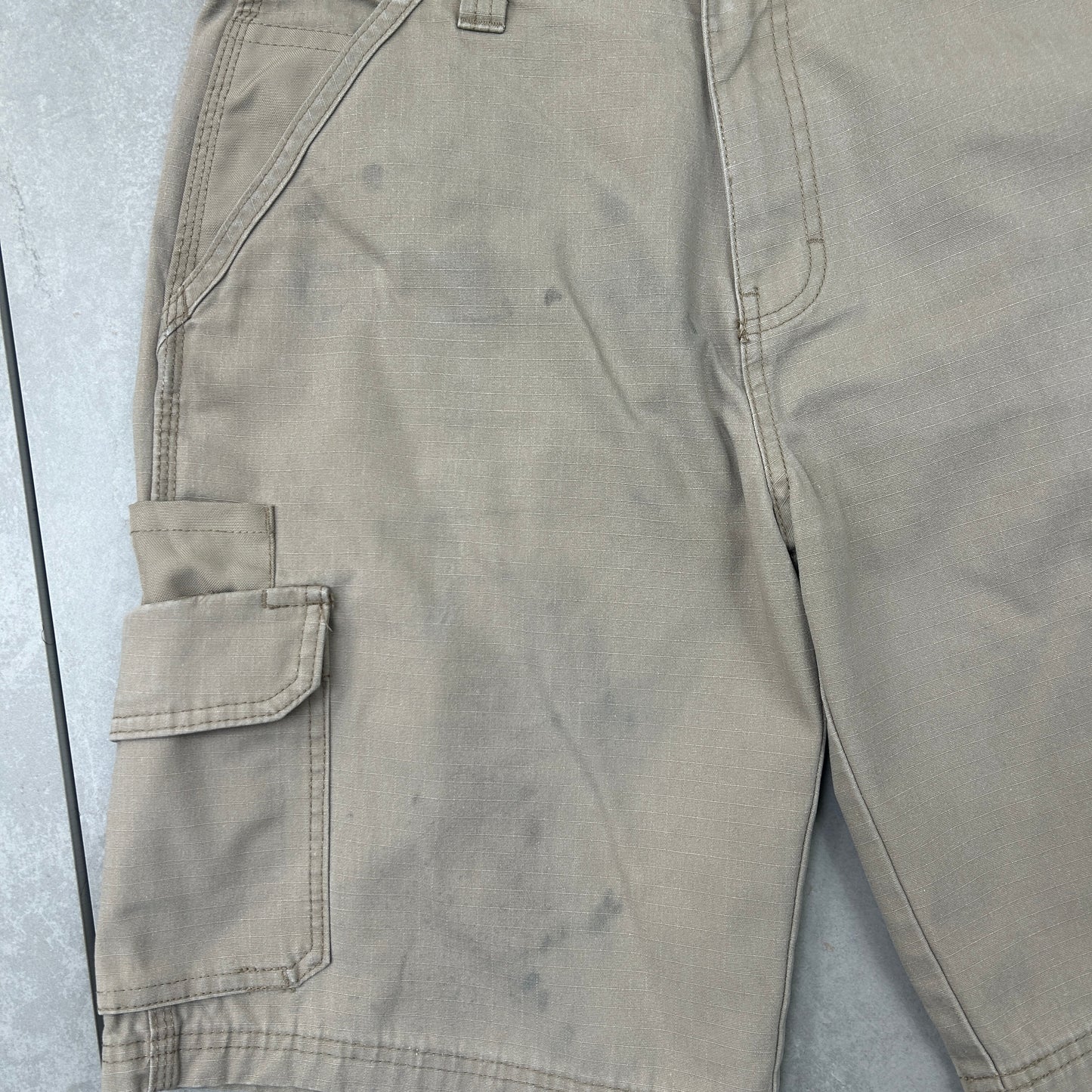 Vintage Dickies Workwear Carpenter Brown Cream Baggy Shorts - 32