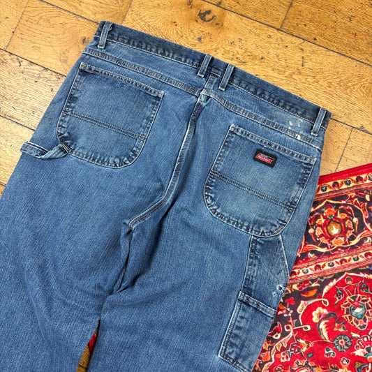 Vintage Dickies Blue Workwear Carpenter Baggy Jeans - 38
