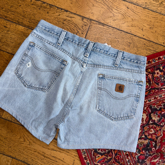 Vintage Carhartt Blue Womens Workwear Baggy Carpenter Shorts - Size 16