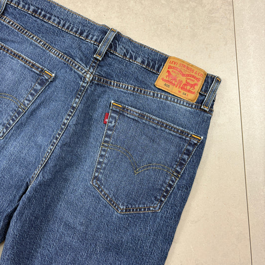 Vintage Levis 405 Blue Baggy Denim Shorts - 34
