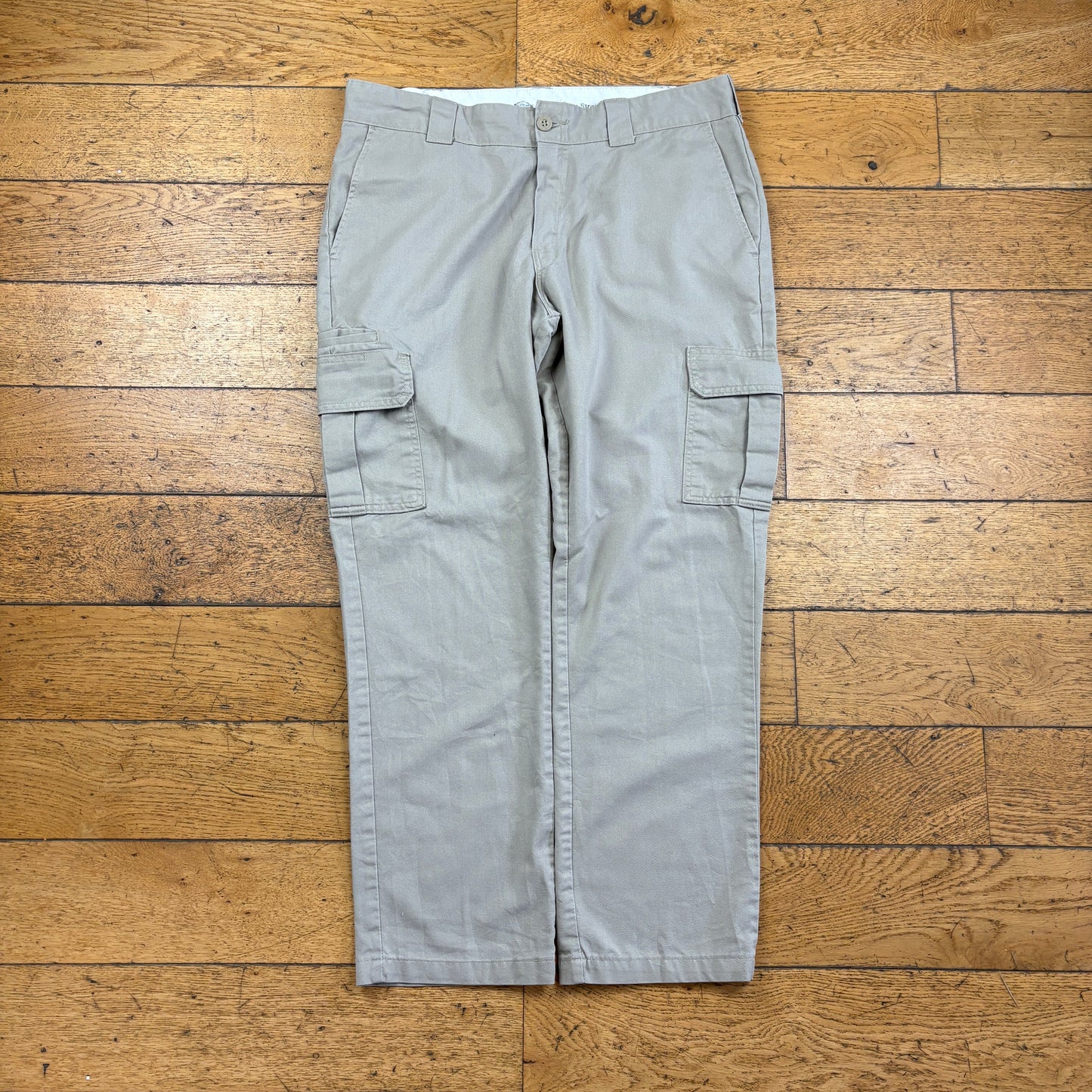 Vintage Dickies 874 Cream Cargo Skate Trousers - 36