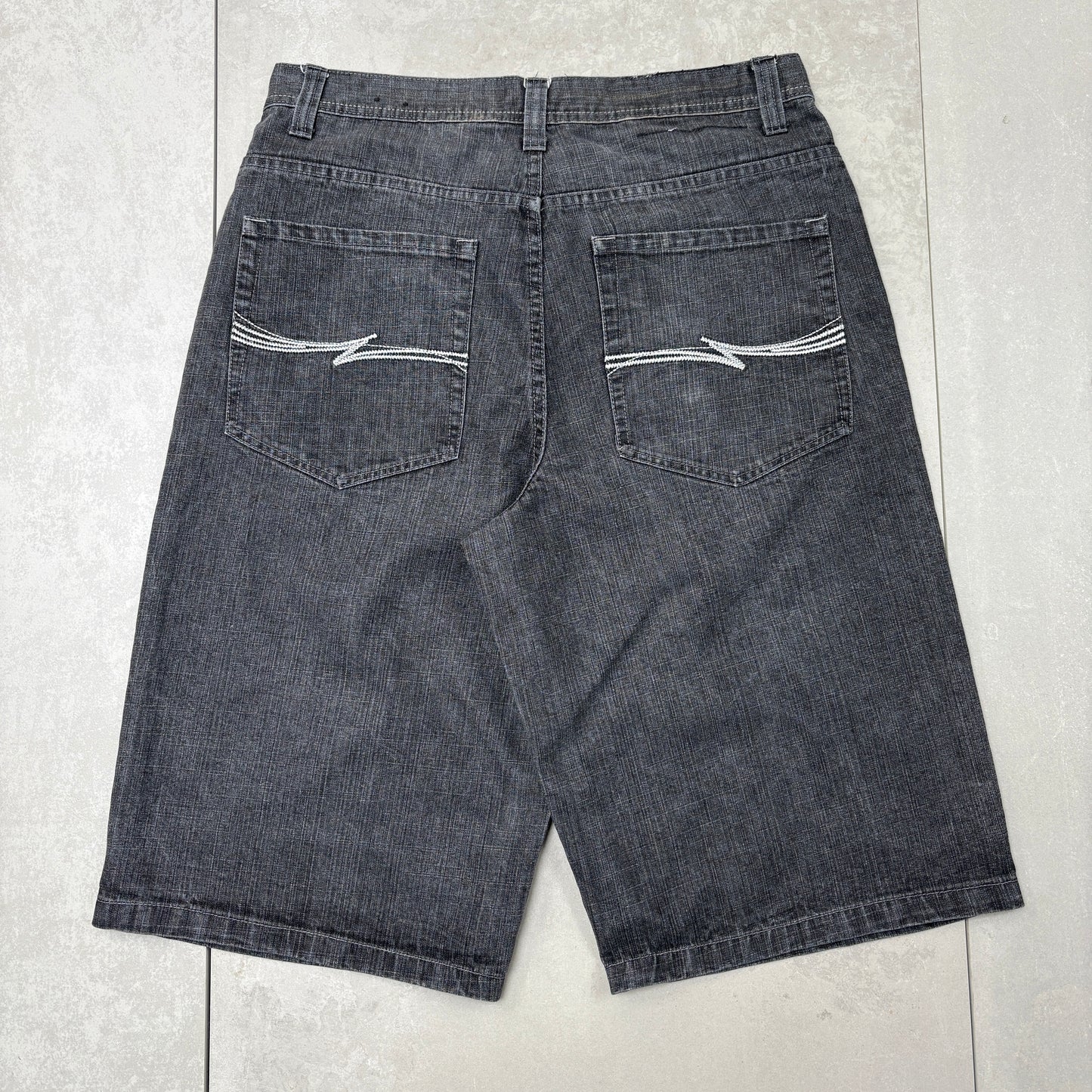 Vintage Southpole Embroidered Black Hip Hop Baggy Shorts Jorts - 36