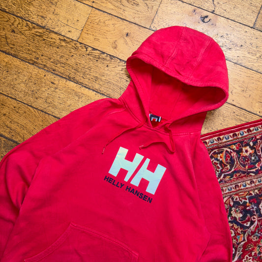 Vintage Helly Hansen Red Embroidered Hoodie Sweatshirt - M