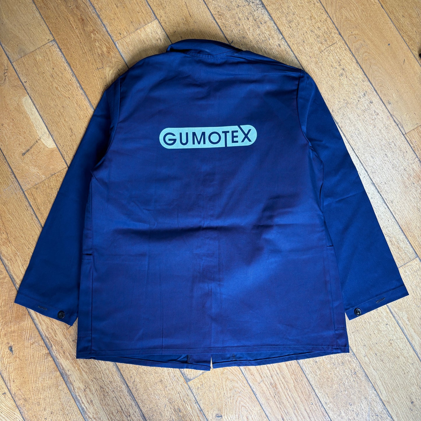 Vintage French Chore Workwear Jacket Blue Overcoat - L