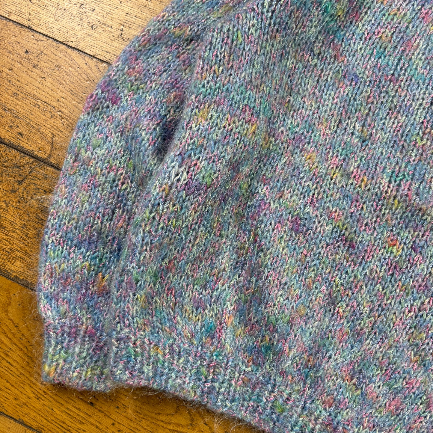 Vintage Blue Pink Womens Boxy Chunky Knit Jumper - Size 12