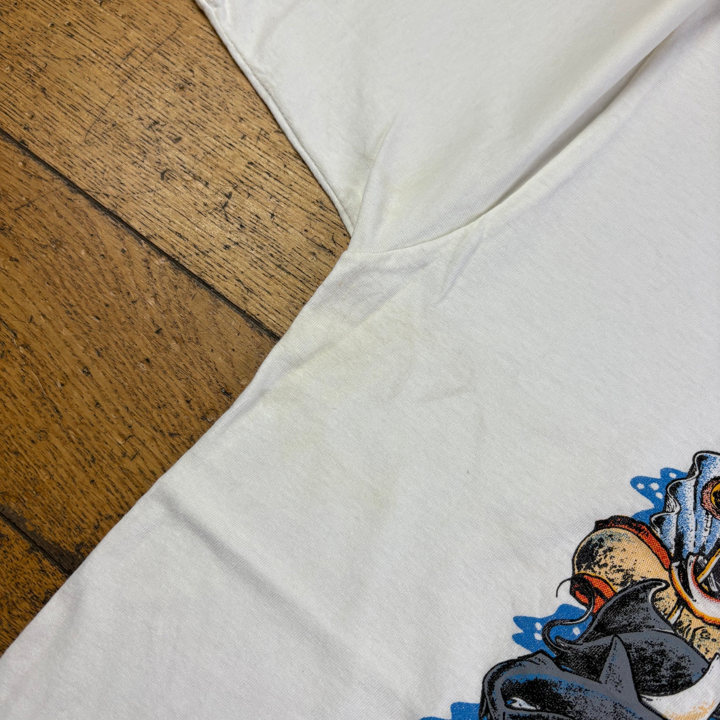 Vintage 90s Funny White Single Stitch Graphic T-Shirt - S