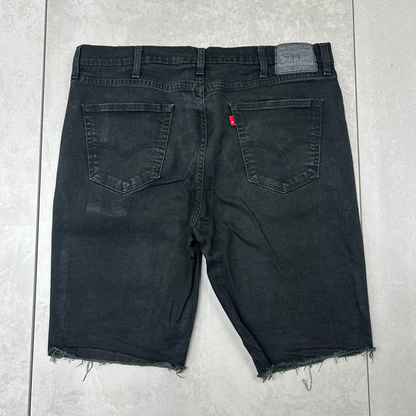 Vintage Levis 511 Slim Black Denim Shorts - 40