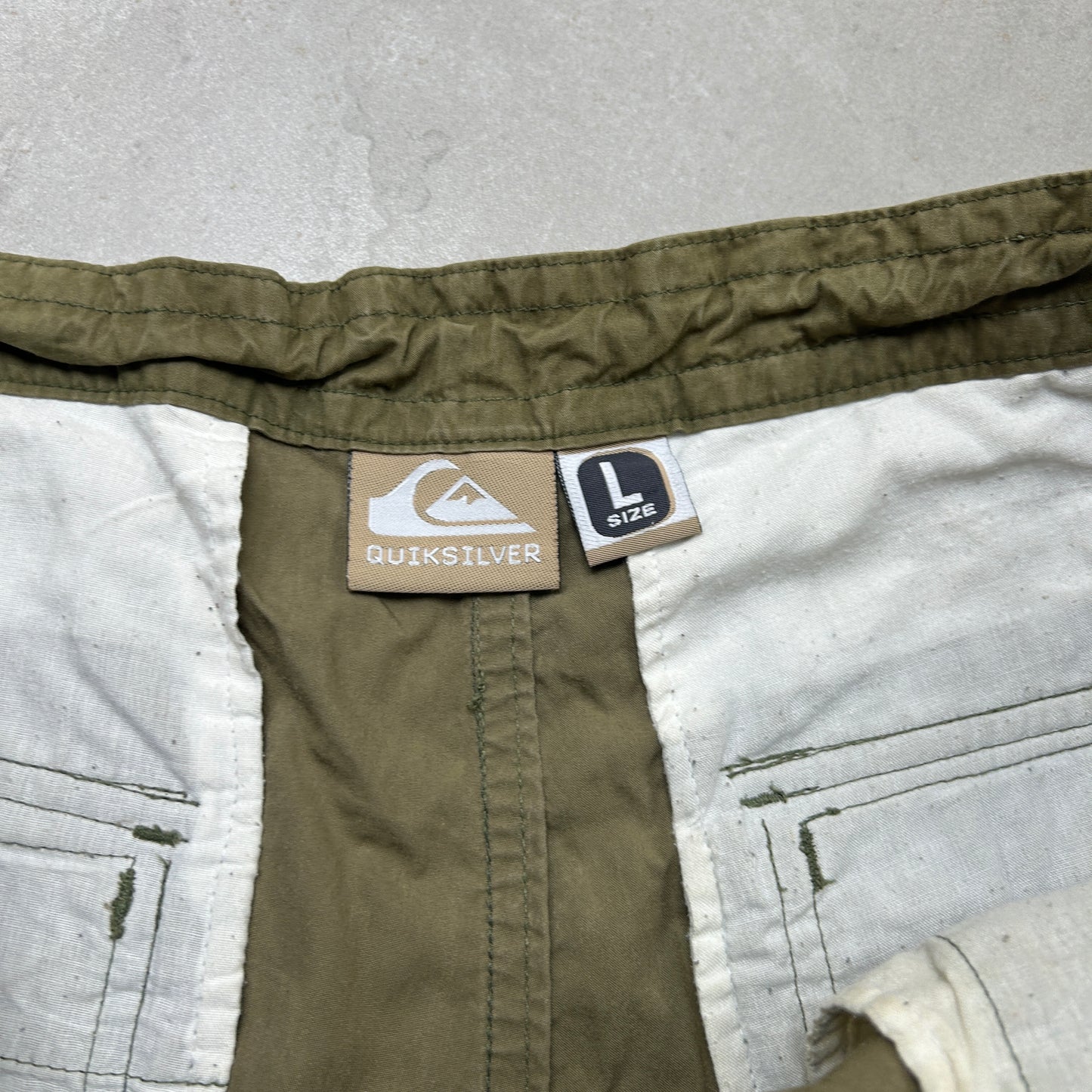 Vintage Quiksilver Green Baggy Tracksuit Cargo Track Pants Bottoms - 36