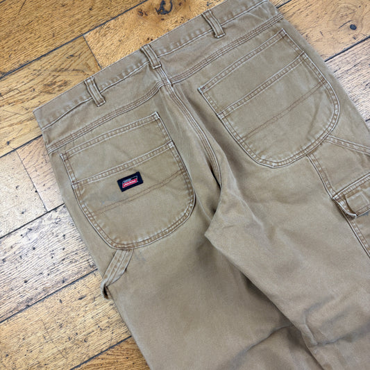 Vintage Dickies Brown Double Knee Workwear Carpenter Baggy Trousers - 36