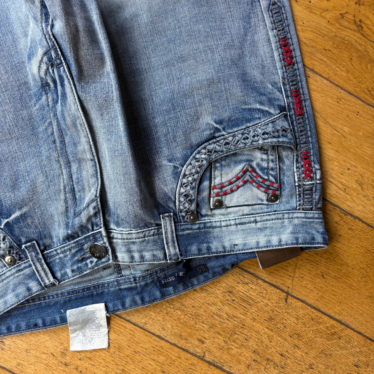 Vintage GS115 Embroidered Blue Hip Hop Baggy Jeans - 40