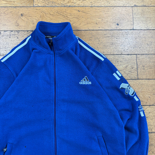 Vintage Adidas Blue Embroidered Fleece Sweatshirt - XL