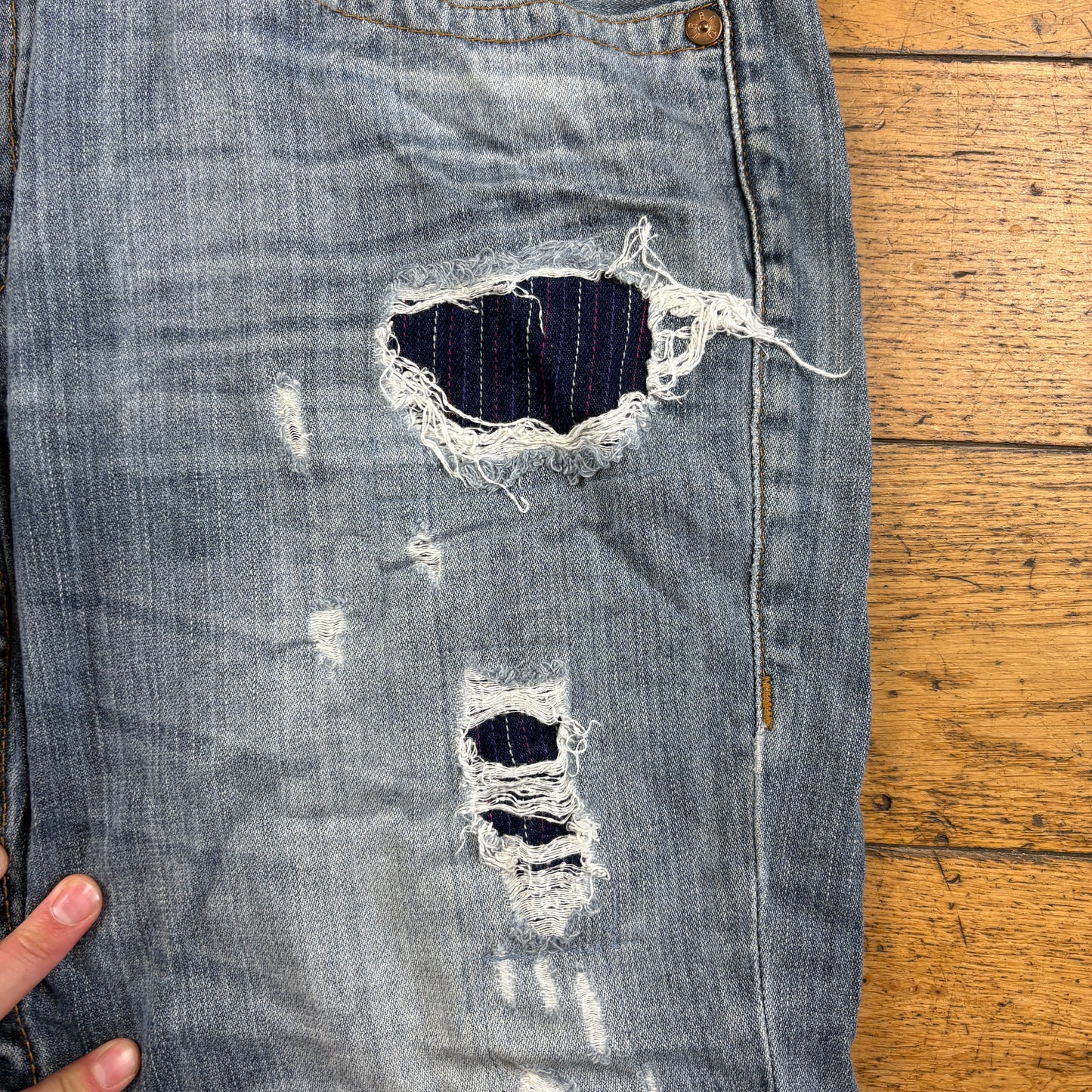 Vintage True Religion Blue Embroidered Y2K Shorts Jorts - 40