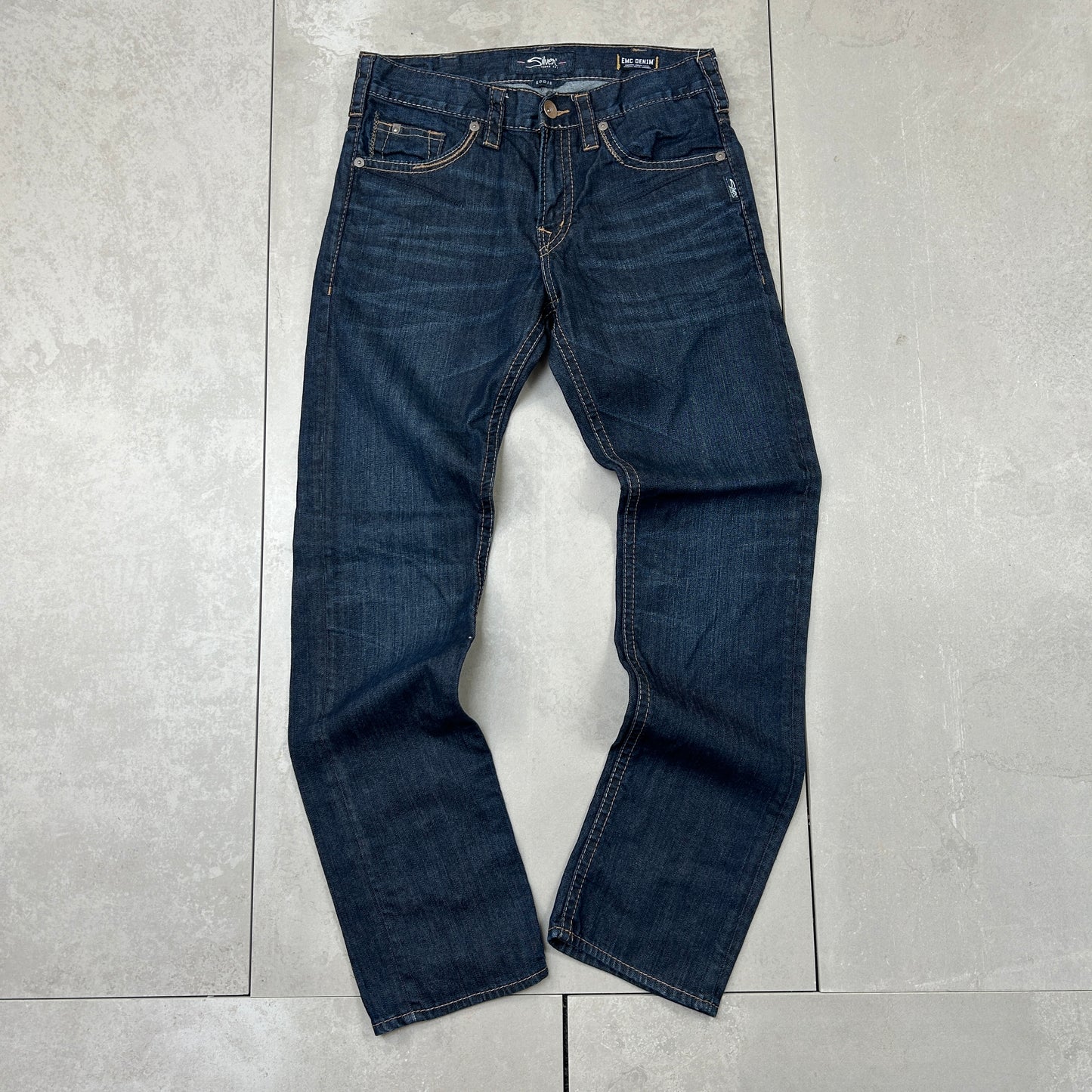 Vintage Embroidered Hip Hop Straight Blue Jeans - 32