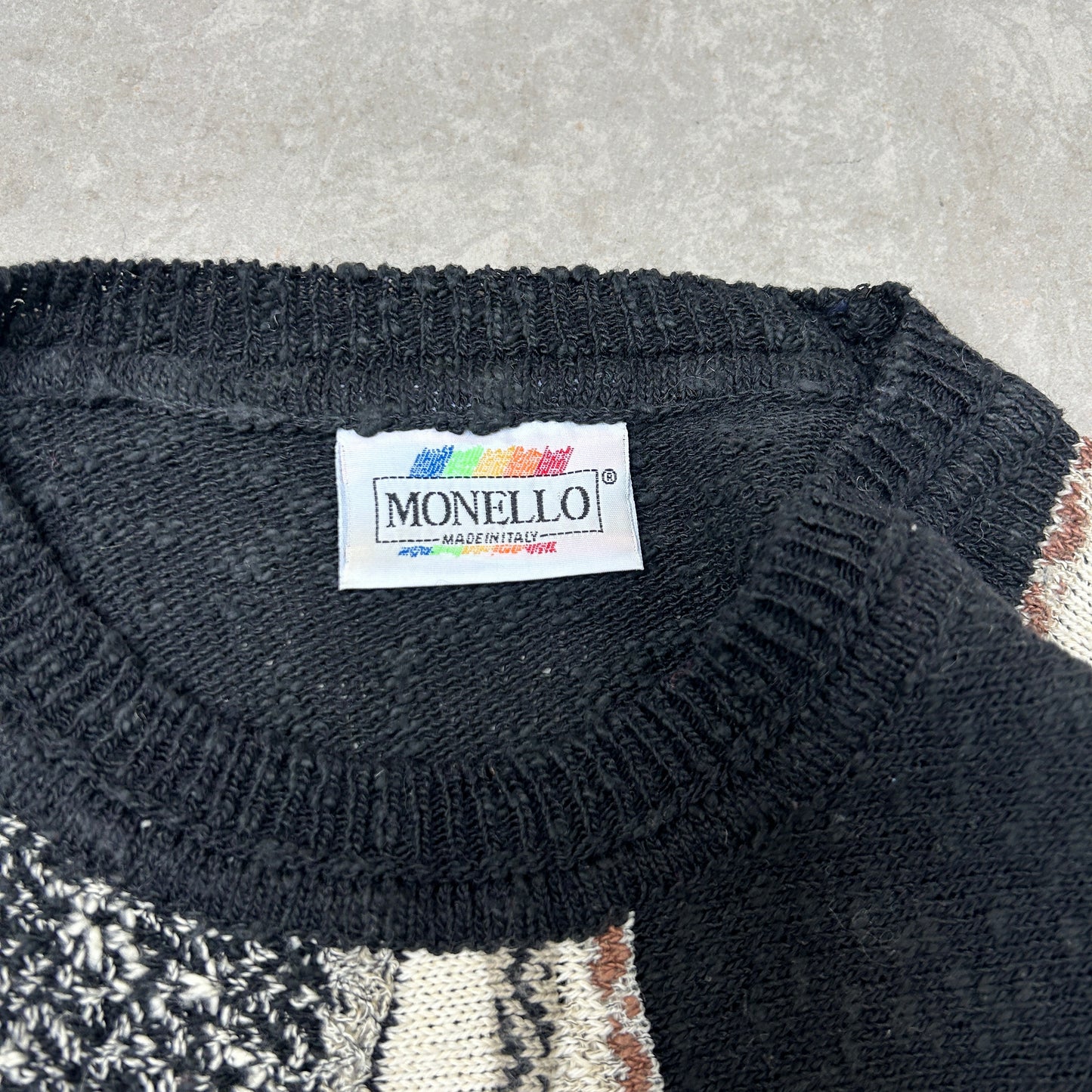 Vintage Coogi Style Italian Chunky Knit Black Jumper - XL