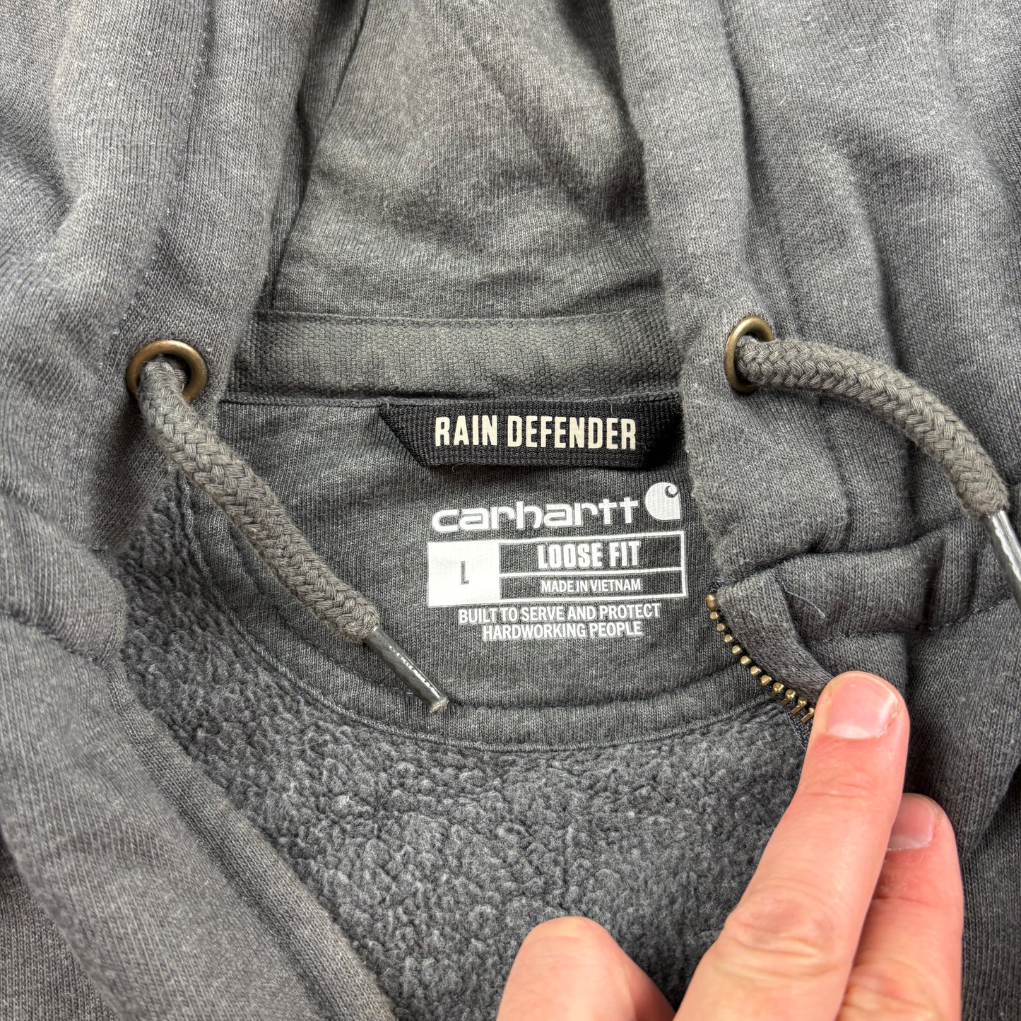 Vintage Carhartt Grey Zip Hoodie Sweatshirt - L