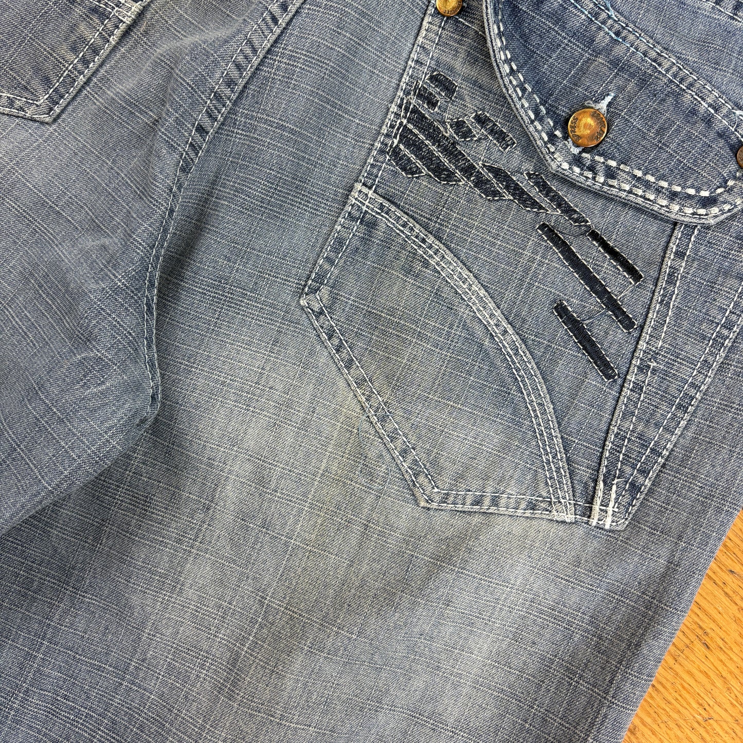 Vintage Embroidered Hip Hop Baggy Blue Shorts Jorts - 36