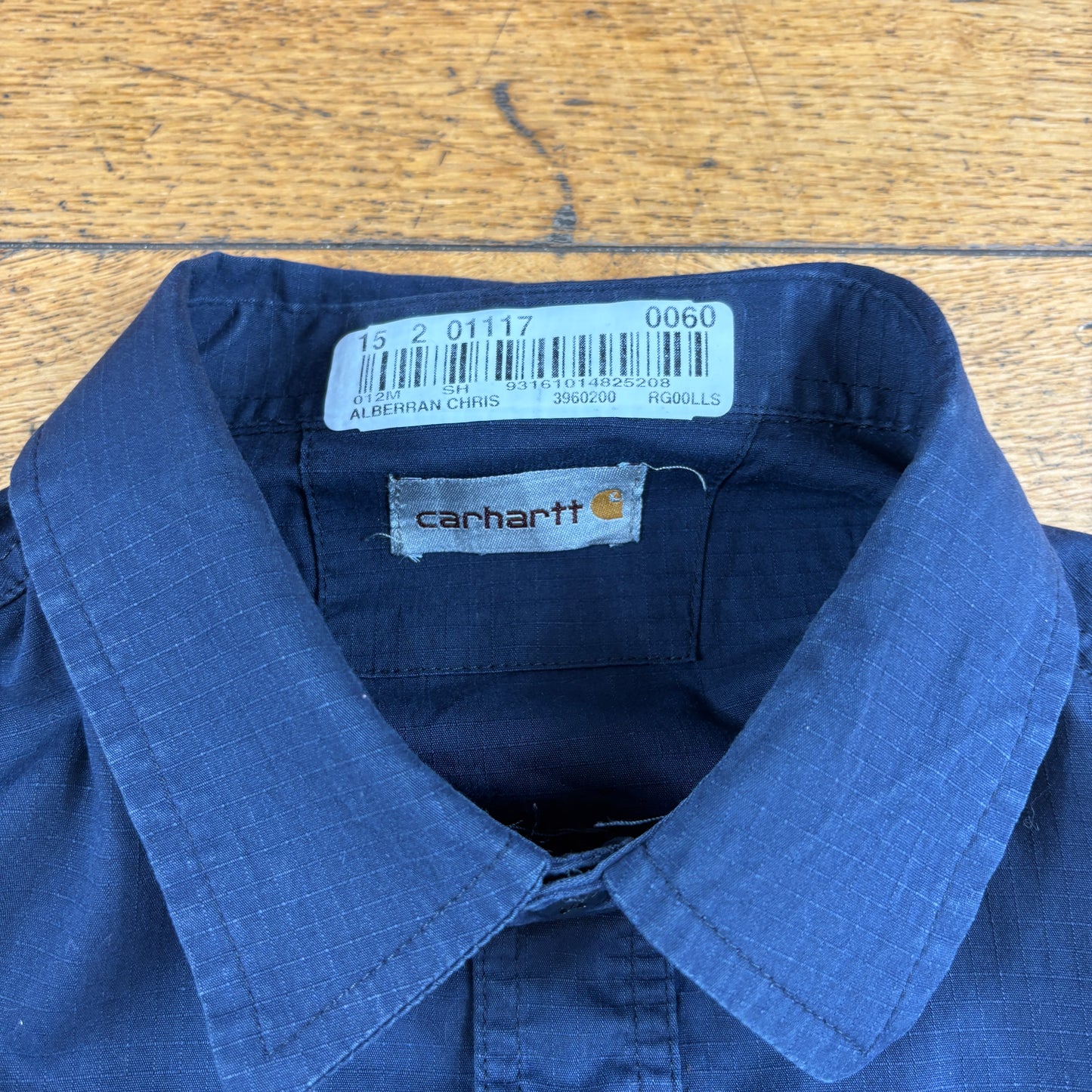 Vintage Carhartt Navy Workwear Embroidered Shirt - L