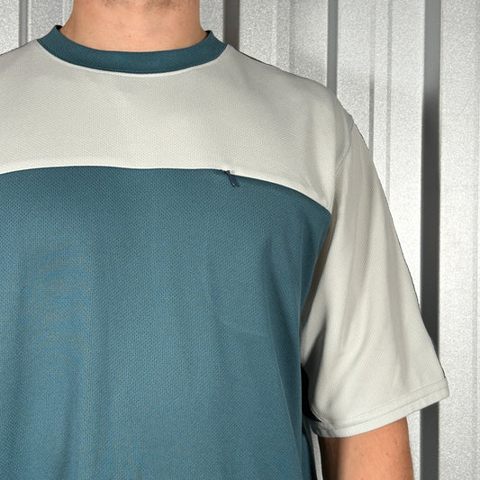 Oakley 00s Blue Grey Two Tone Technical T Shirt - XL
