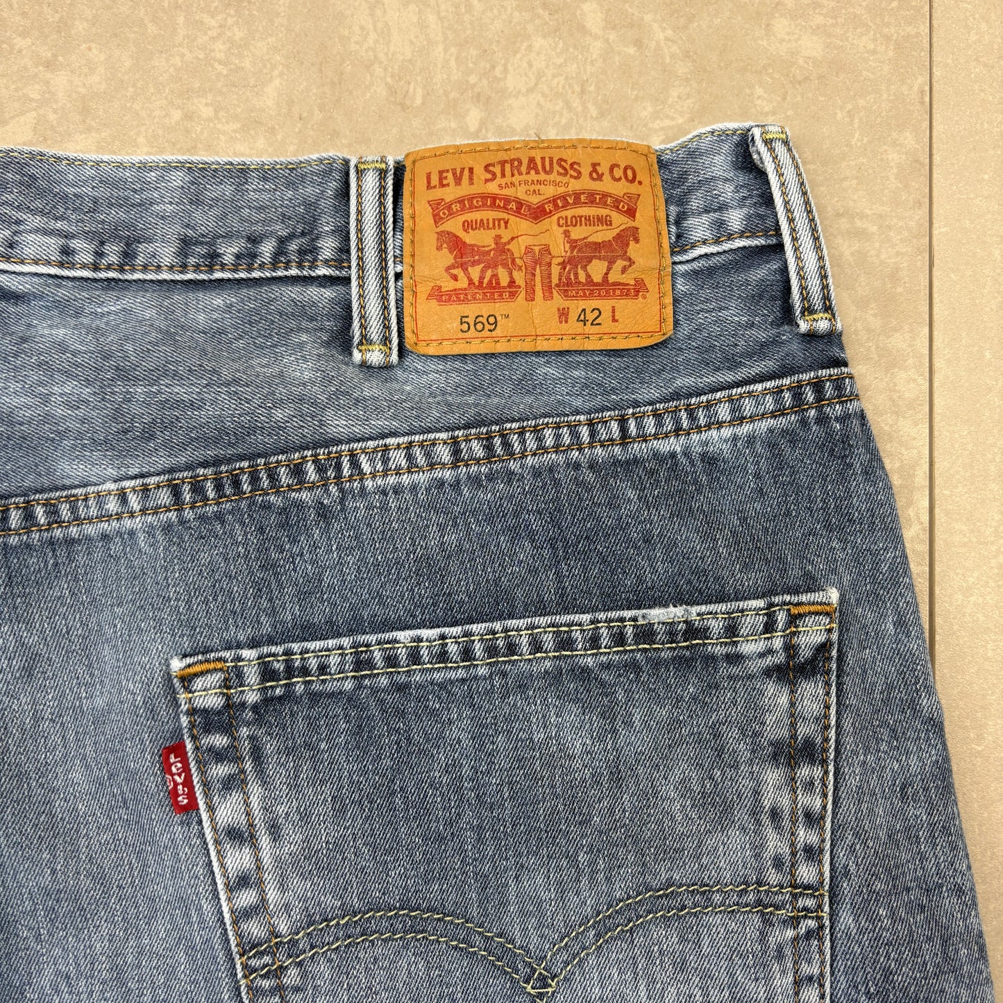 Vintage Levis 569 Blue Baggy Denim Shorts - 42