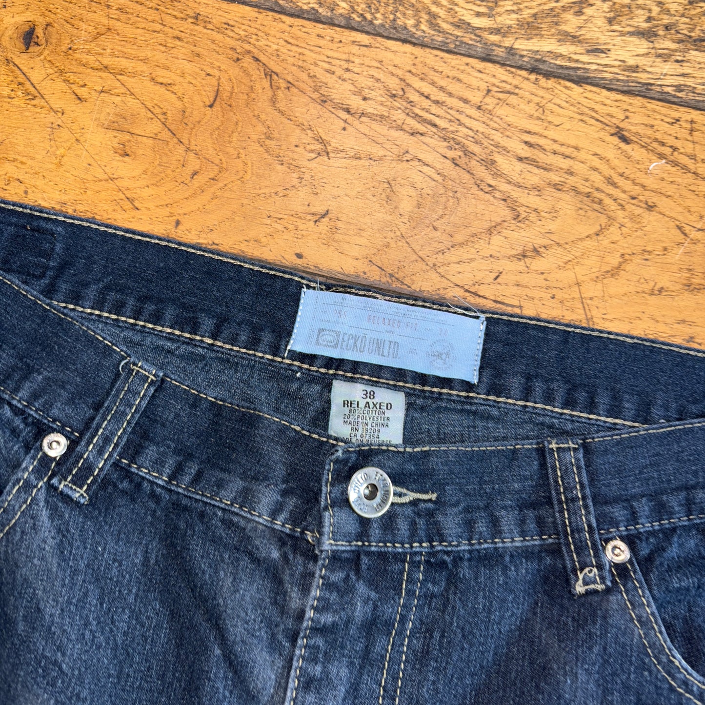 Vintage Ecko Unltd Blue Embroidered Y2K Hip Hop Jeans Shorts Jorts - 40