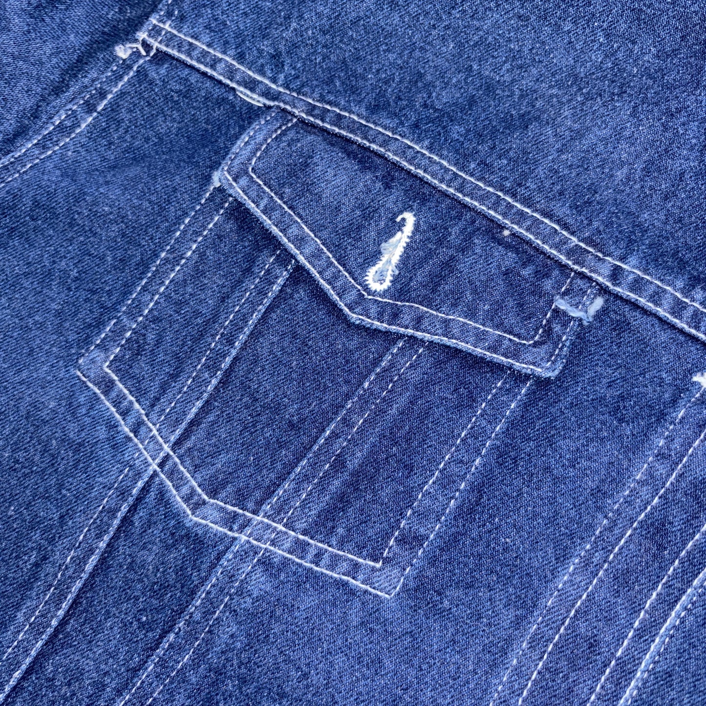 Vintage Blue Boxy Cropped Hip Hop Denim Trucker Jacket - M