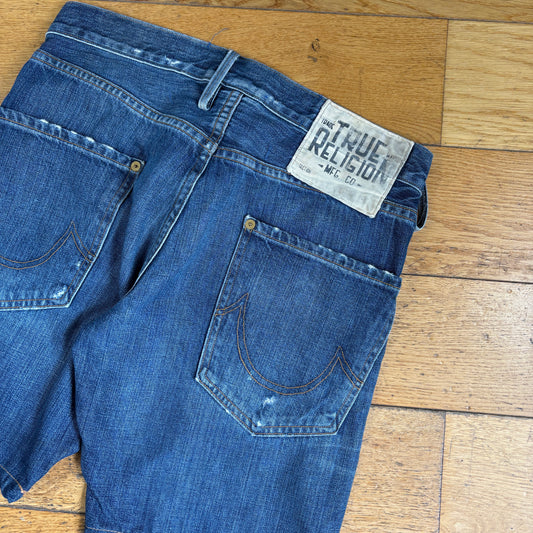 Vintage True Religion Embroidered Blue Y2K Shorts Jorts - 32
