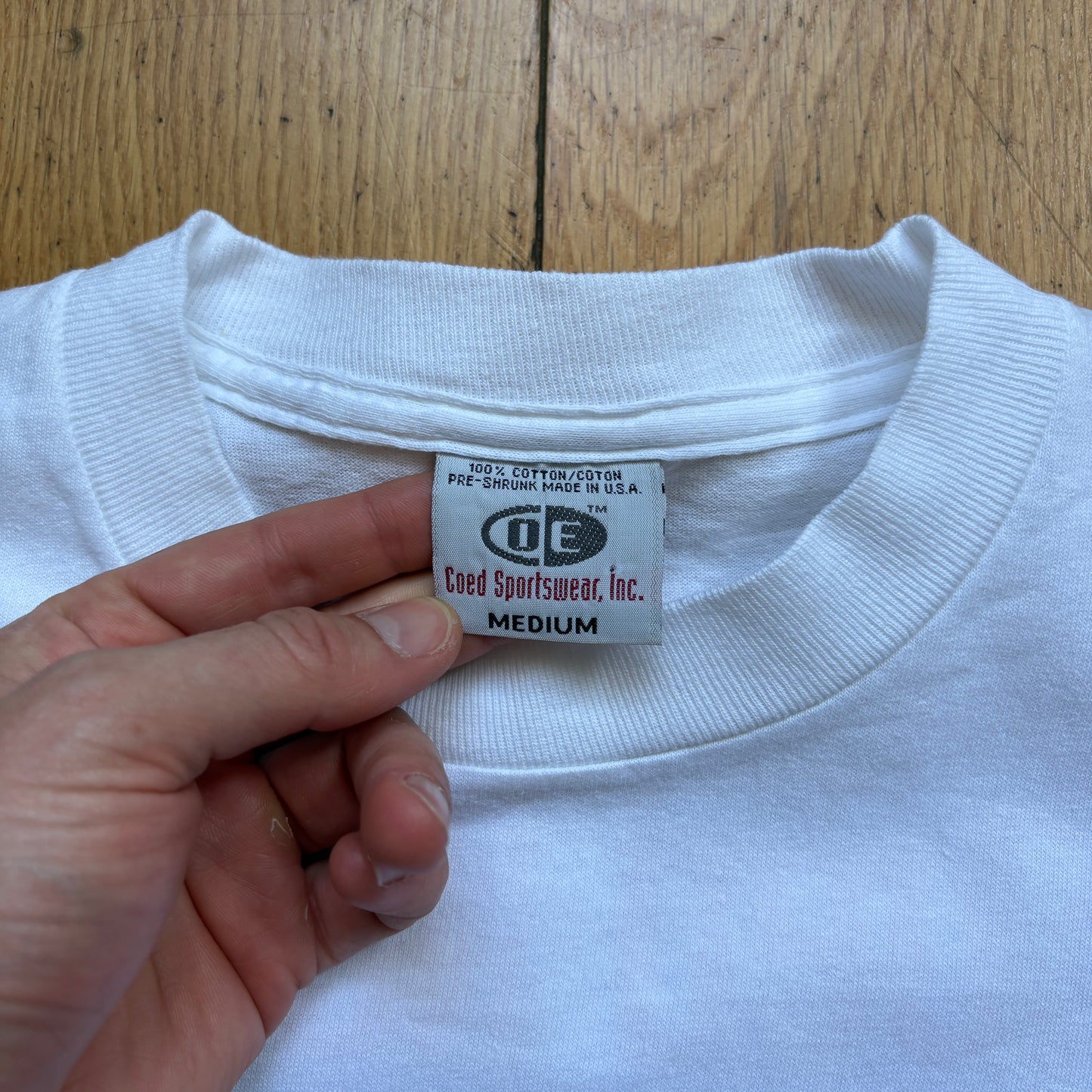 Vintage 90s Coed Sportswear Single Stitch White Graphic T-Shirt - XS
