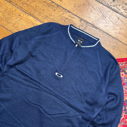 Vintage Oakley Merino Wool Navy Knit Ski Thermal Jumper - S