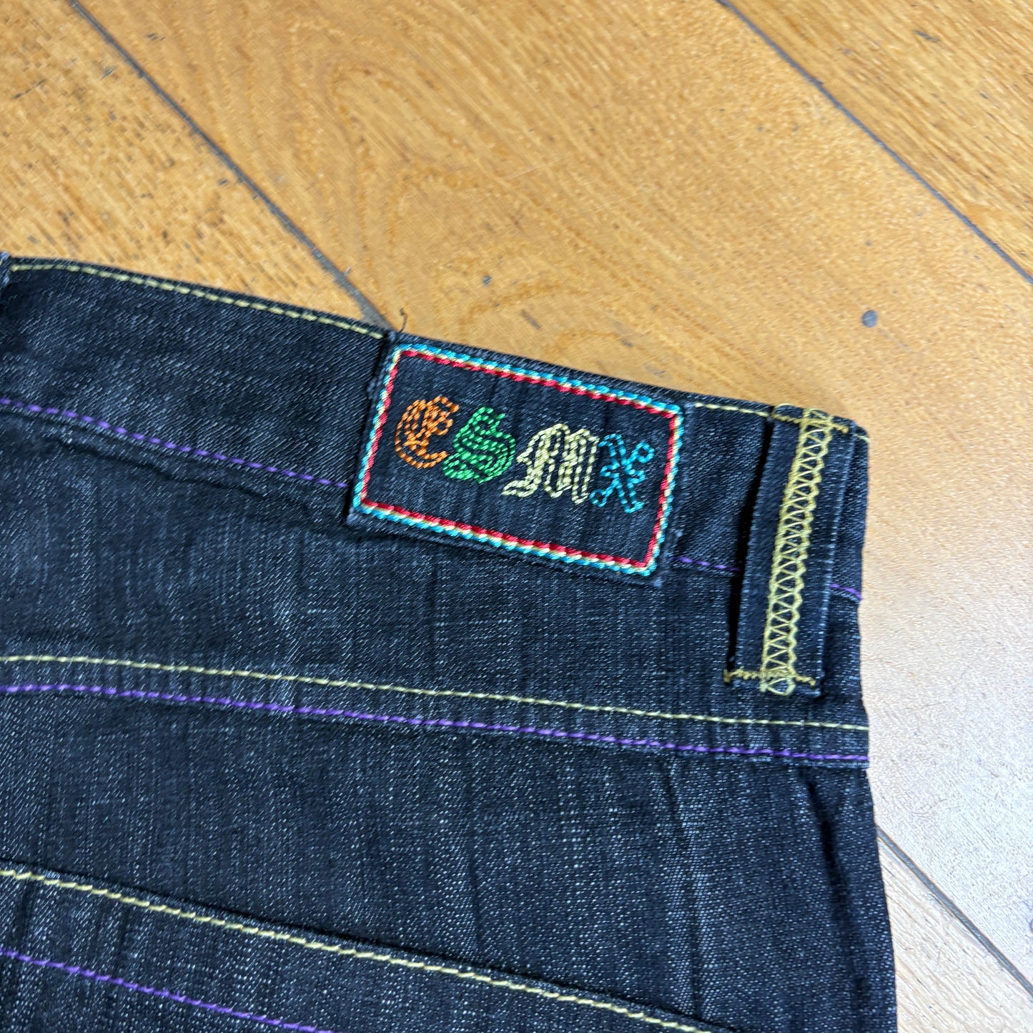 Vintage CSMX Embroidered Hip Hop Black Baggy Jeans - 34