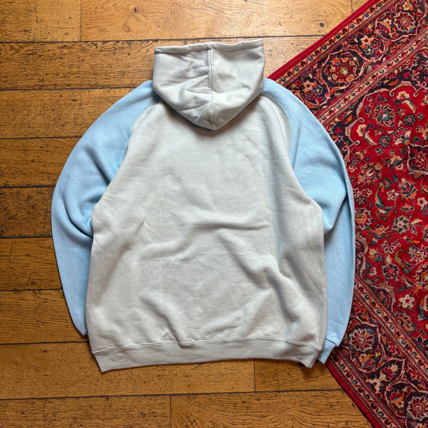 Vintage 90s Levis White Blue Hoodie Sweatshirt - L