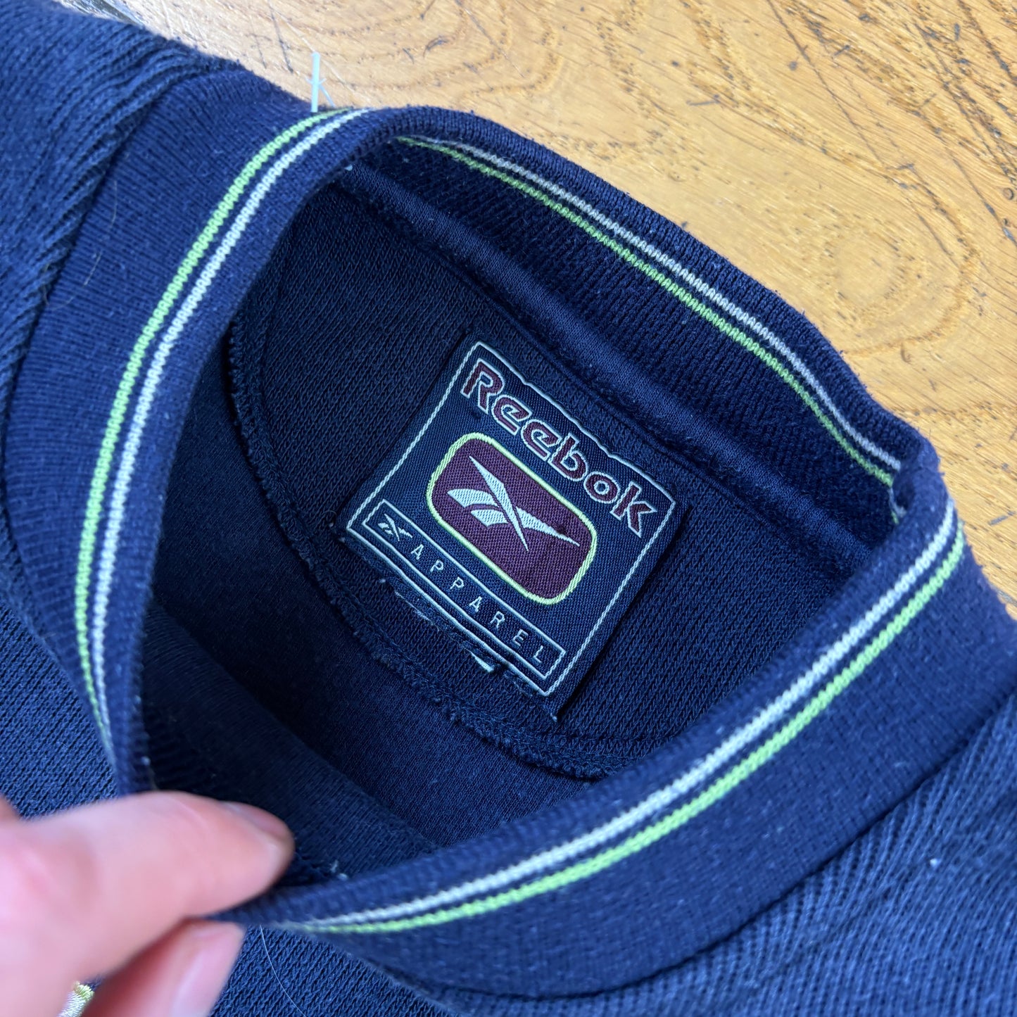 Vintage Reebok Navy Grey Embroidered Sweatshirt - S