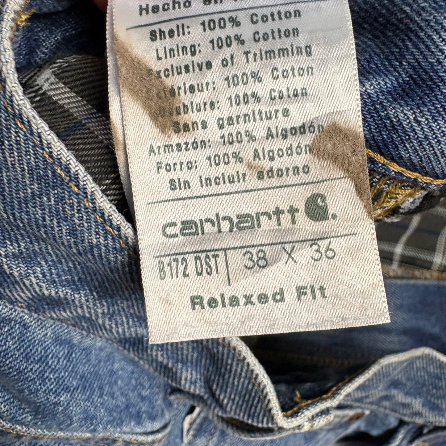 Vintage Carhartt Workwear Carpenter Baggy Blue Jeans - 38L