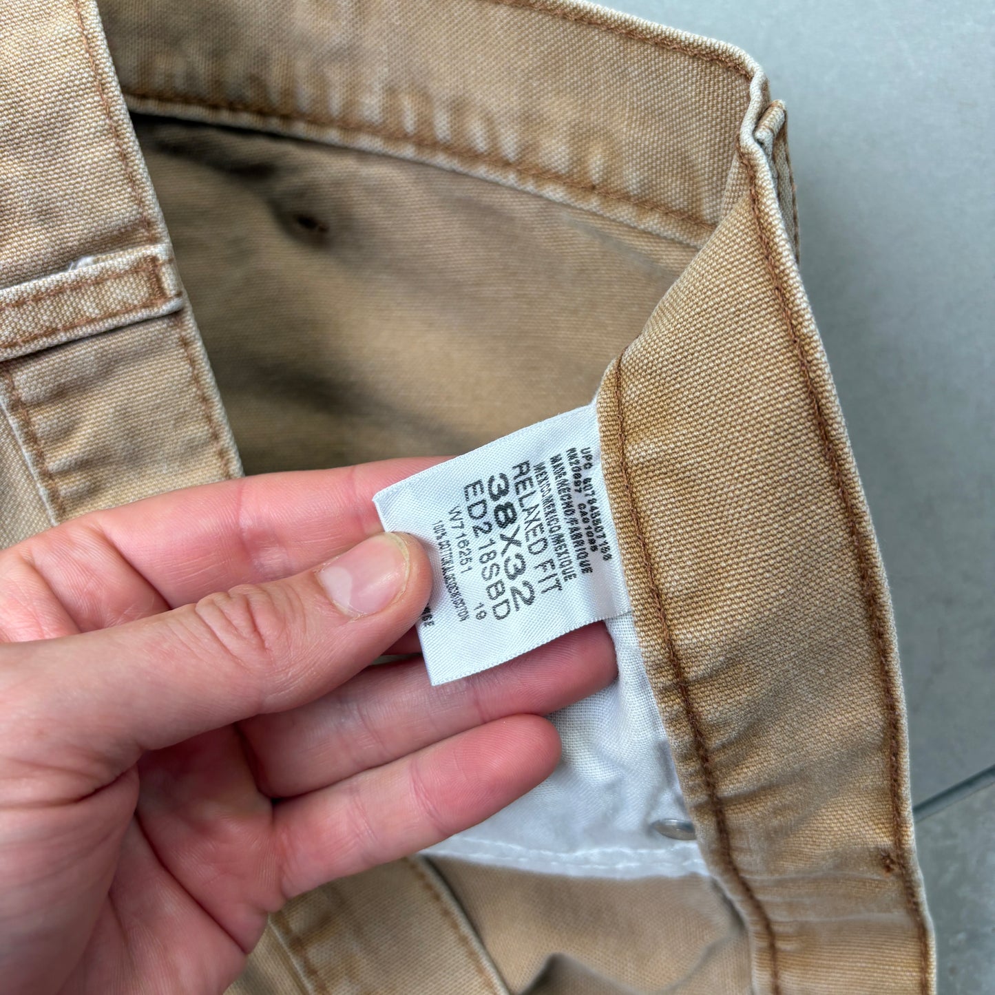 Vintage Dickies Workwear Cream Brown Carpenter Baggy Trousers - 38