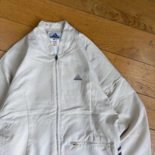 Vintage Adidas Cream Womens Tracksuit Track Shell Windbreaker Jacket - Size 10