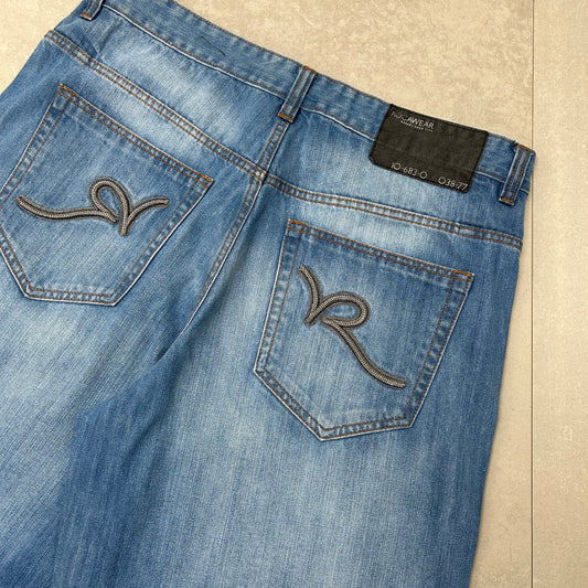 Vintage Rocawear Embroidered Hip Hop Baggy Blue Shorts Jorts - 38