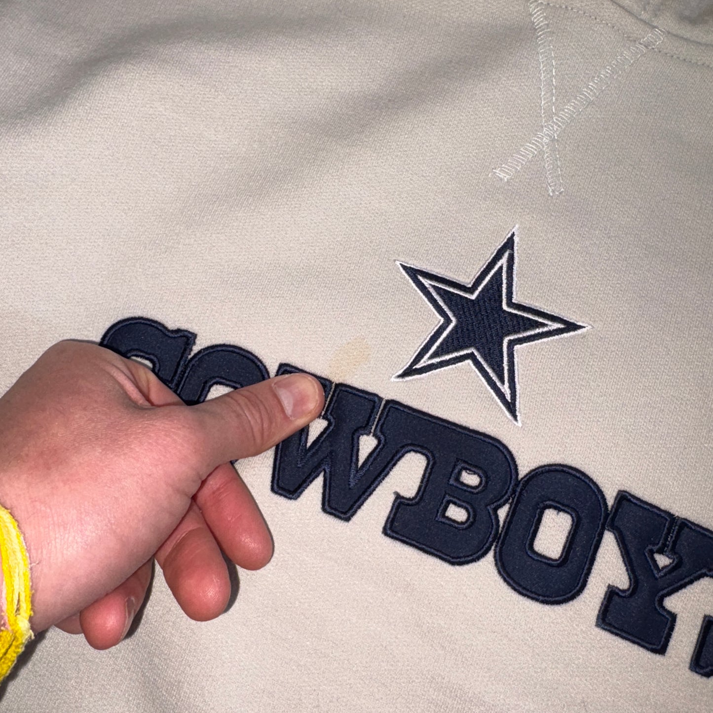 Vintage NFL Dallas Cowboys Grey Navy Hoodie Embroidered Sweatshirt - XS