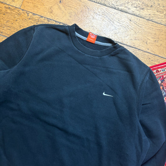 Vintage Nike Swoosh Black Embroidered Sweatshirt - L