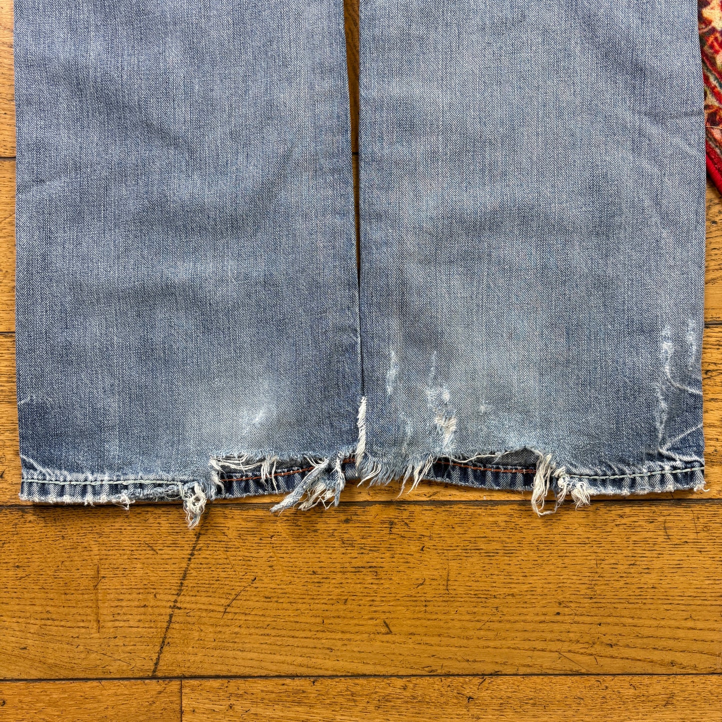 Vintage Rock Revival Blue Embroidered Y2K Hip Hop Straight Jeans - 38