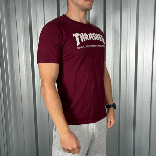 Thrasher Burgundy Skate Graphic T Shirt - XS