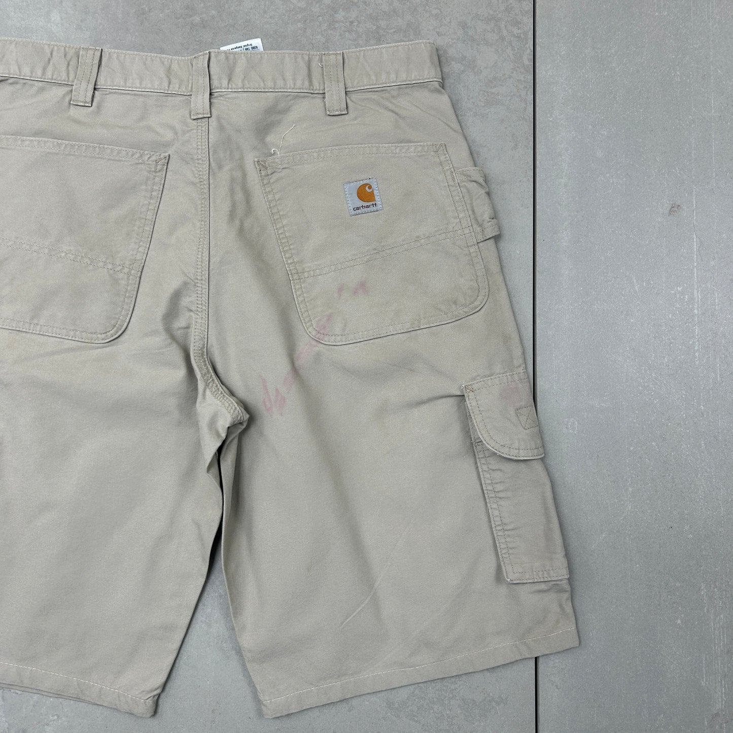 Vintage Carhartt Workwear Baggy Cream Carpenter Shorts - 33