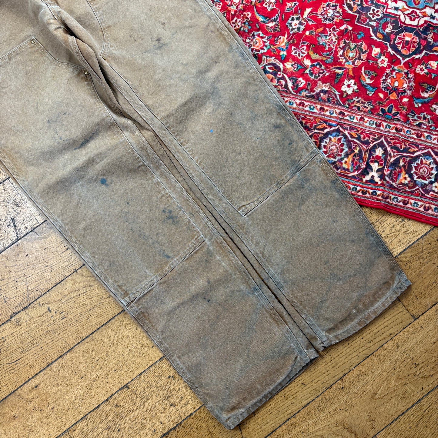 Vintage Carhartt Brown Double Knee Workwear Carpenter Baggy Trousers - 38