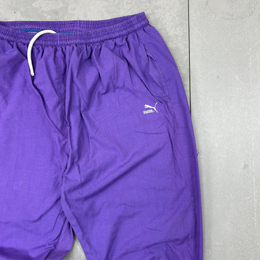 Vintage Puma Purple Baggy Tracksuit Sweatpants Track Pants Bottoms - L