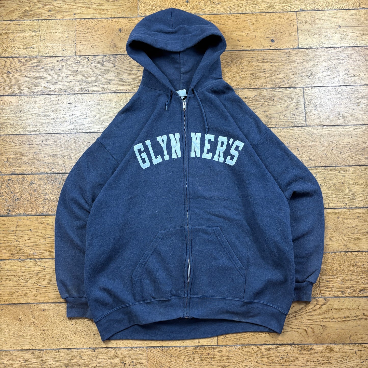 Vintage Lee Navy College Embroidered Hoodie Sweatshirt - XL