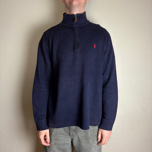 Vintage Ralph Lauren Navy Quarter Zip Knit Jumper - L