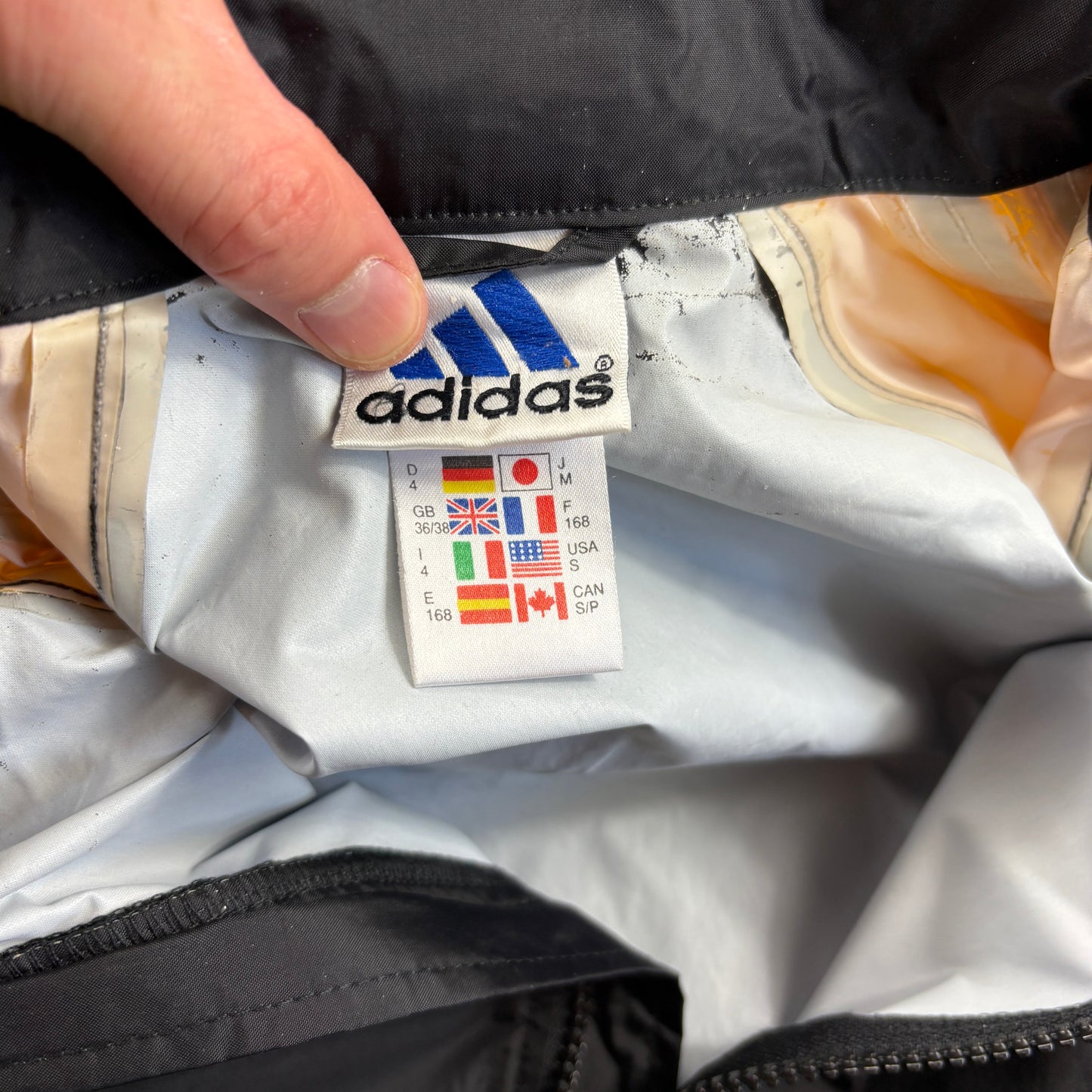 Vintage Adidas Black Yellow Tracksuit Track Shell Windbreaker Jacket - M