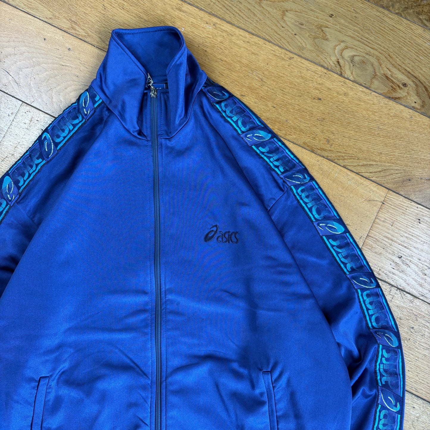 Vintage ASICs Blue Tracksuit Track Shell Windbreaker Jacket and Bottoms - M/L